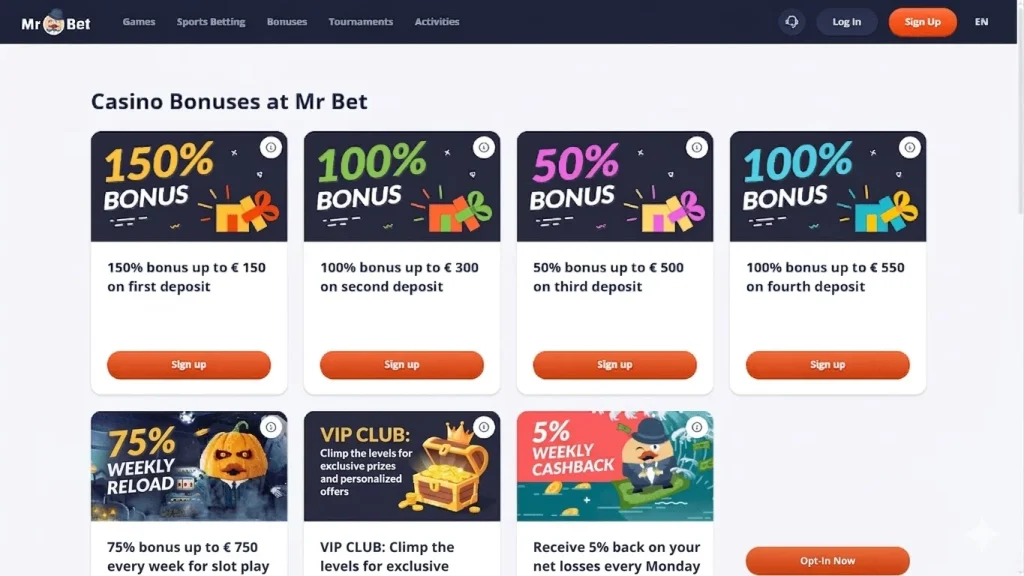 mr-bet - bonuses page desktop